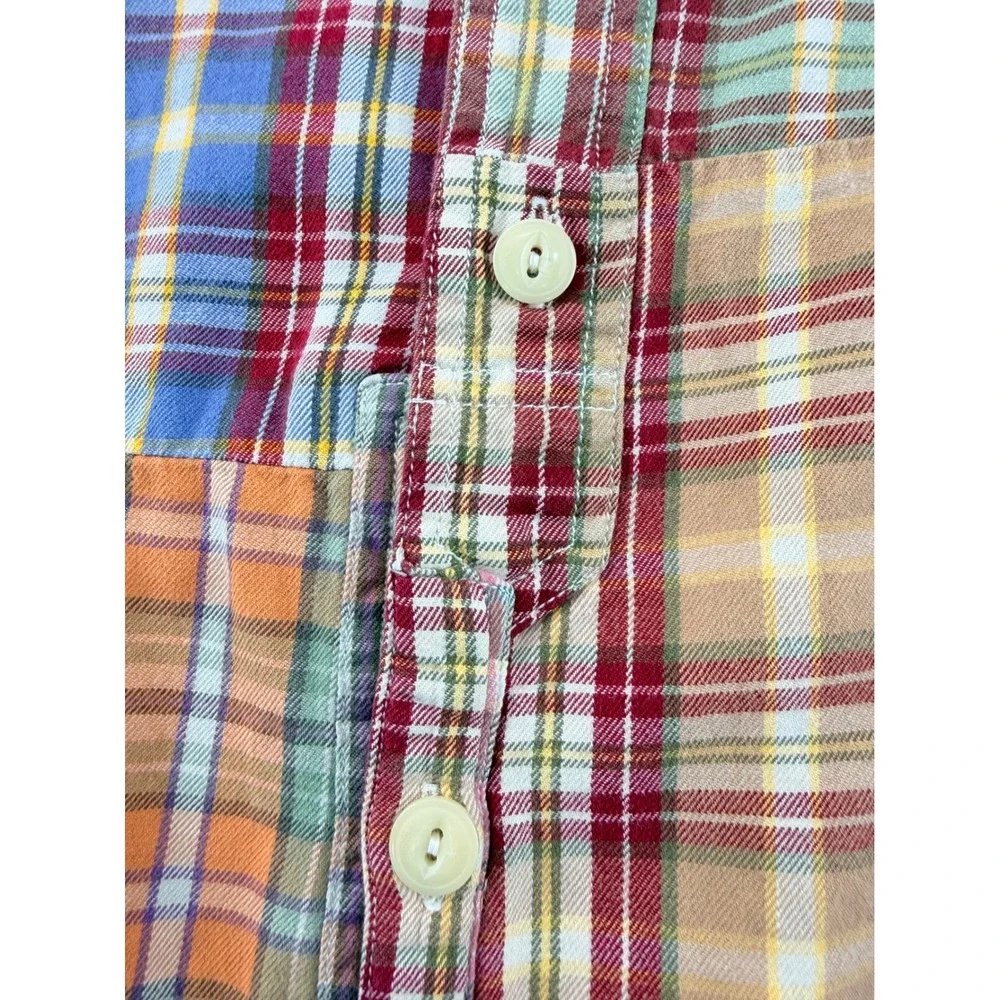 Polo Ralph Lauren Patchwork Madras Plaid Shirt Men XL Long Sleeve Multicolor